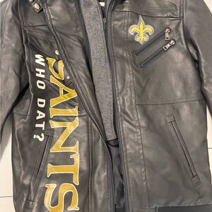 Saints Leather Jacket with Logo
